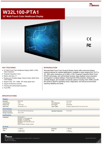 32" Multi-Touch Color Healthcare Display W32L100-PTA1