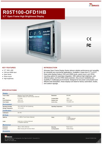5.7&rdquo; Open Frame High Brightness Display R05T100-OFD1HB