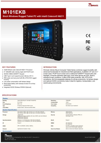 8inch Windows Rugged Tablet PC with Intel&reg; Celeron&reg; N6211 M101EKB