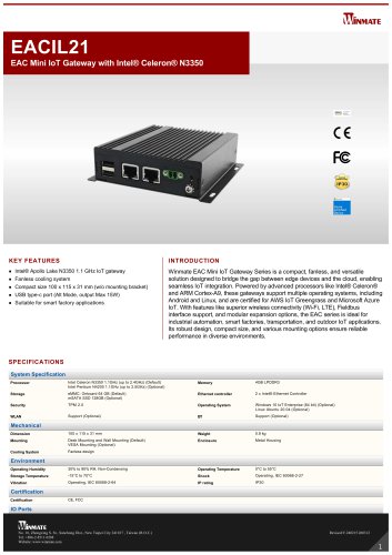 EAC Mini IoT Gateway with Intel&reg; Celeron&reg; N3350 EACIL21