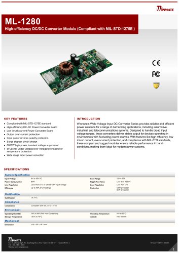 High-efficiency DC/DC Converter Module  ML-1280