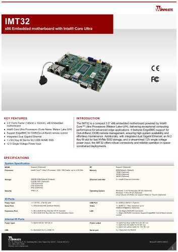 x86 Embedded motherboard with Intel&reg; Core Ultra IMT32