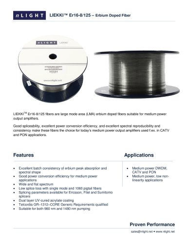 LIEKKI? Er16-8/125 ? Erbium Doped Fiber