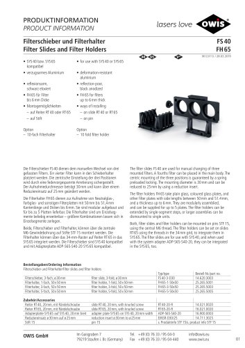 Filter Slides and Filter Holders