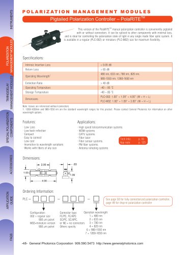 Polarization Controller, Pigtailed