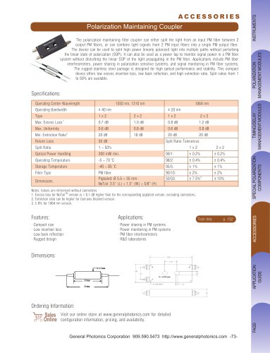 Polarization Maintaining Coupler, Pigtailed