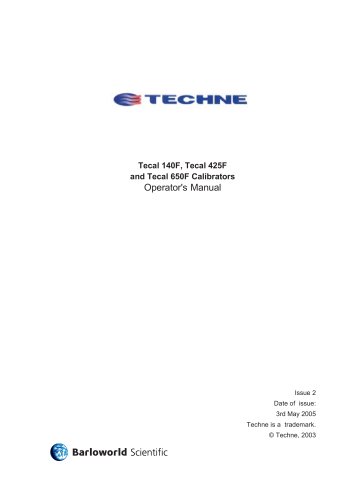 Tecal 140F, Tecal 425F and Tecal 650F Calibrators