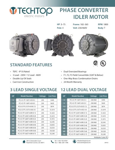 PHASE CONVERTER IDLER MOTOR