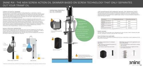 3NINE RIX - THE NEW SCREW ACTION OIL SKIMMER BASED ON SCREW TECHNOLOGY THAT ONLY SEPARATES OUT YOUR TRAMP OIL