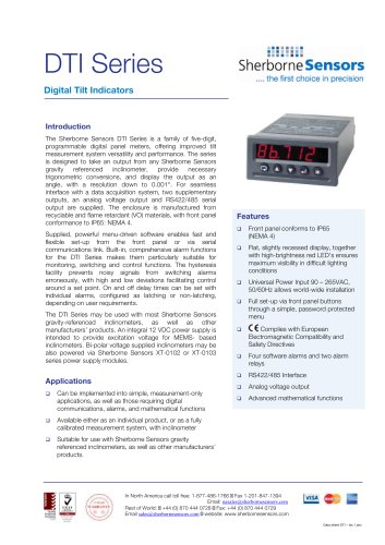 Sherborne Sensors DTI Series Digital Tilt Indicator