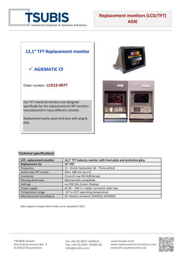 Industrial monitor for Agiemiatic CF