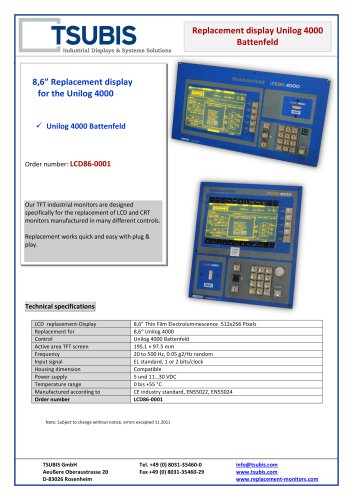 Replacement display for Battenfeld Unilog 4000