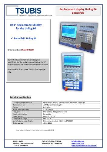 Replacement display Unilog B4 Battenfeld