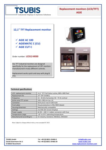 Replacement monitor for Agiemiatic C units