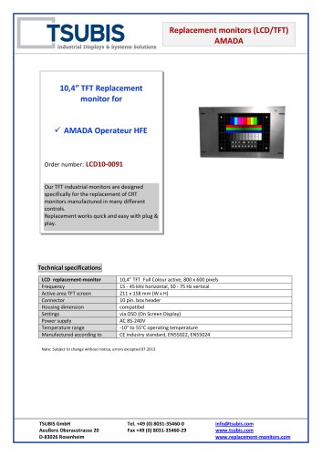 Replacement monitor for Amada Operateur HFE