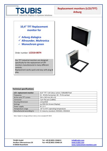 Replacement monitor for Arburga Dialogic