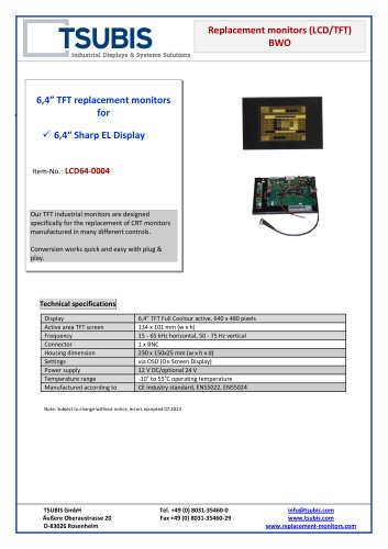 Replacement monitor for BWO CNC 785