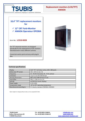 Replacement monitors (LCD/TFT)  AMADA