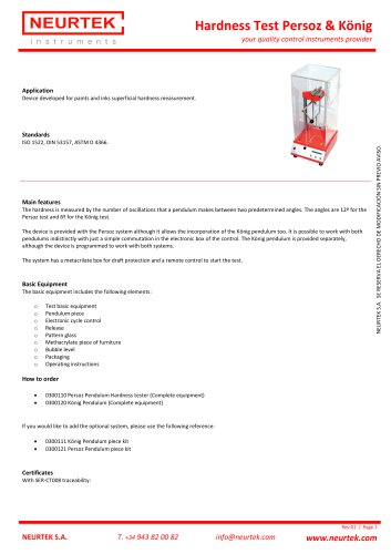 Persoz & König Pendulum Hardness Tester