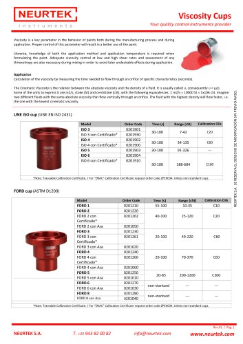 Viscosity Cups - Zahn / DIN / AFNOR / FORD / ISO