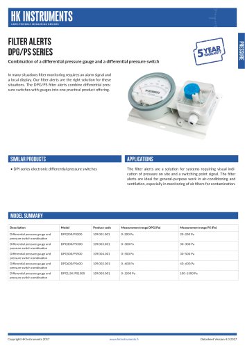 FILTER ALERTS DPG/PS Series