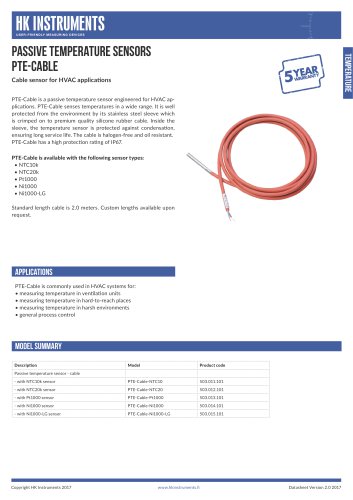 PTE-Cable Cable temperature sensor