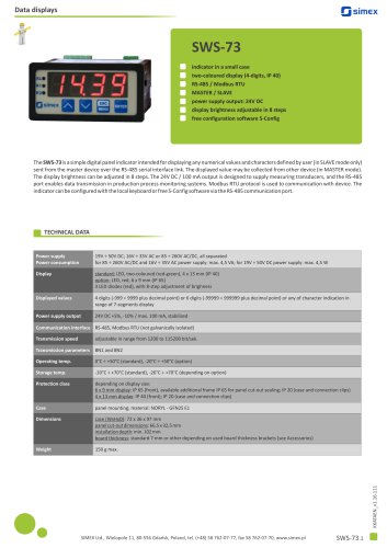 Digital indicator SWS-73 datasheet