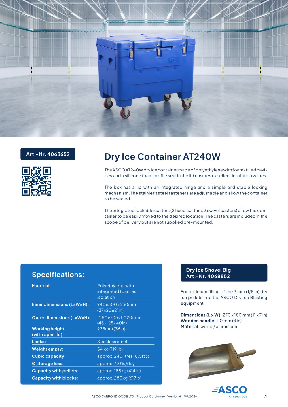 Dry Ice Container AT240W - ASCO CARBON DIOXIDE
