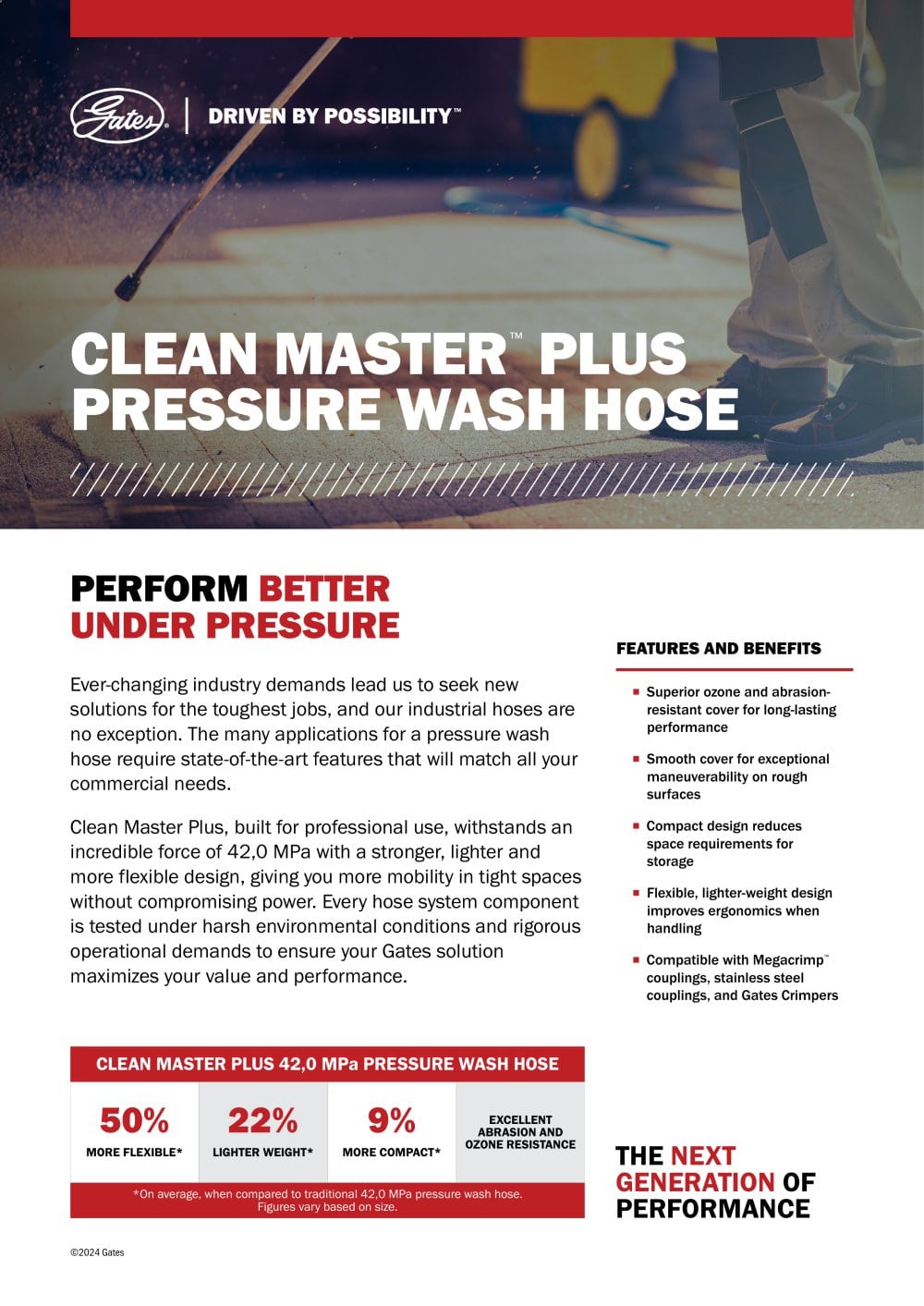 CLEAN MASTER&trade; PLUS  PRESSURE WASH HOSE - Gates