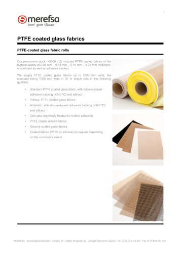 PTFE-coated glass fabric rolls