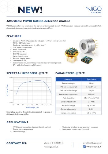 Affordable MWIR InAsSb IR detection module