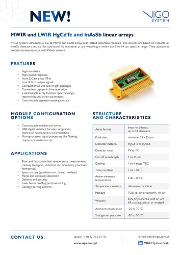 Multielement (8E – 32E) MCTInAsSb detectors