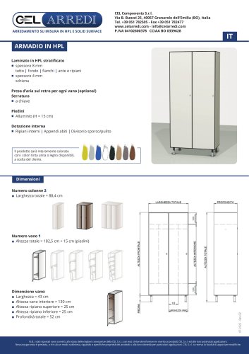 Armadio in HPL con tetto piano