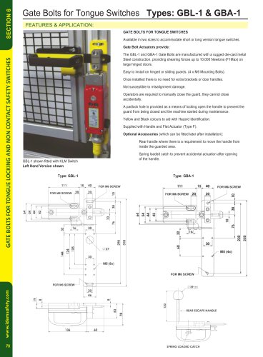 GBL-1 Gate Bolt for IDEM Solenoid Locking Switches