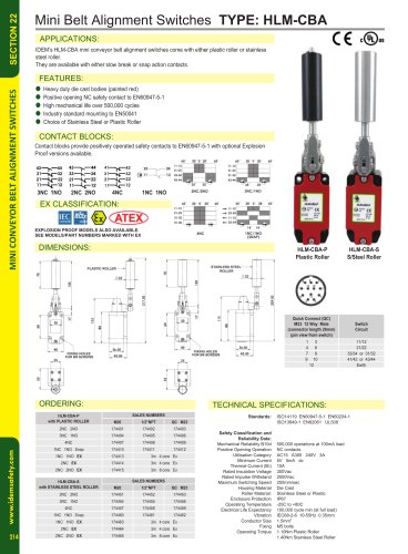 Mini Belt Alignment Switches TYPE: HLM-CBA