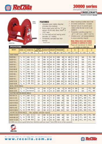 30000 series hand crank hose reels