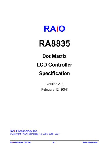 Raio RA8835 LCD Controller