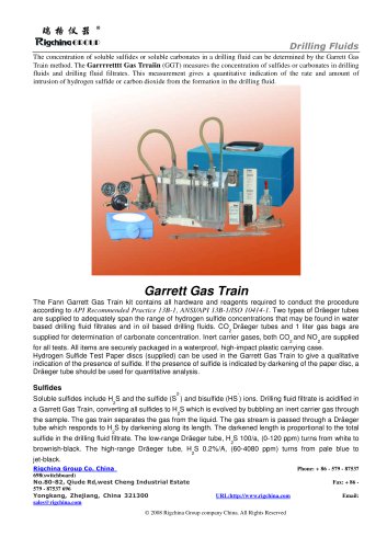 RIGCHINA - Garrett Gas Train Kit | Model-GGT | measures the concentration of sulfides or carbonates in drilling fluids and drilling fluid filtrates