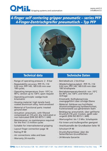4-finger self centering gripper pneumatic – series PFP