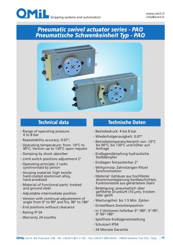 PAO Pneumatic swivel actuator at 2 or 3 positions