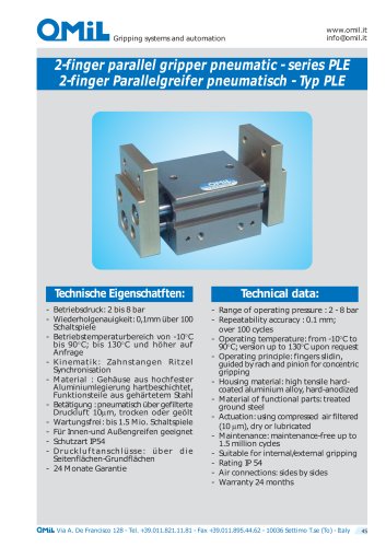 PLE 2-finger parallel grippers, pneumatic