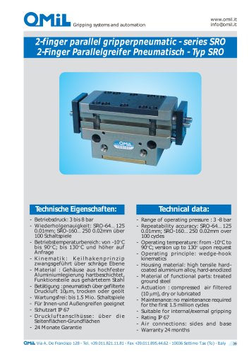 SRO 2-fingers parallel grippers, pneumatic