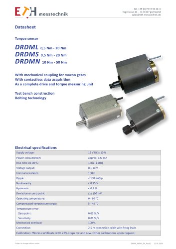 Datasheet torque sensor DRDM