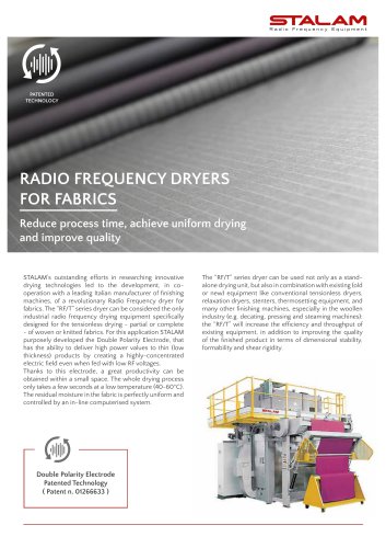 RADIO FREQUENCY DRYERS FOR FABRICS