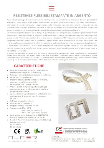 Resistenza riscaldante flessibile stampata argento UPPA