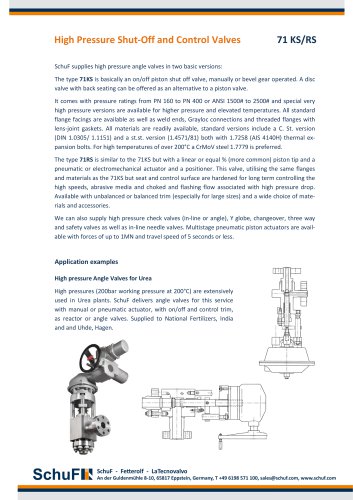 High Pressure Shut-Off Valve