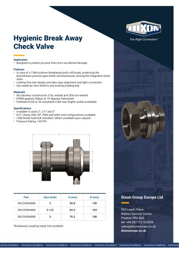 Hygienic Break Away Check Valve 2024