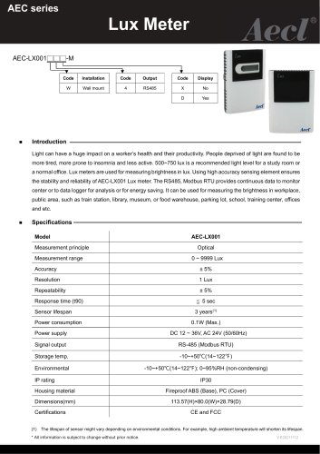 Aecl Lux Meter ( Illuminance sensor)