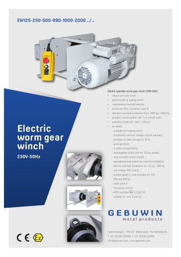 Electric worm gear winch 230V-50Hz