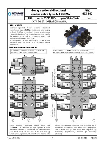 4/3 way sectional valves type 4/3UREM6